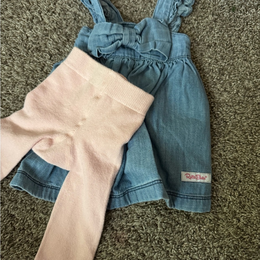 Ruffle Butts Blue Denim Skirt with Pink Tights